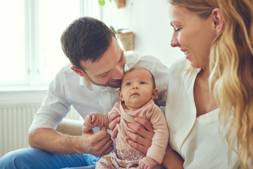 Proud new parents of an adorable baby girl